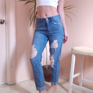 Hollister Distressed Blue Boyfriend Jeans Size 1